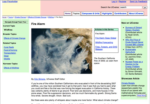 prototype of a content page with no graphic design